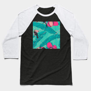 Seamless floral background with petunia toucan Baseball T-Shirt